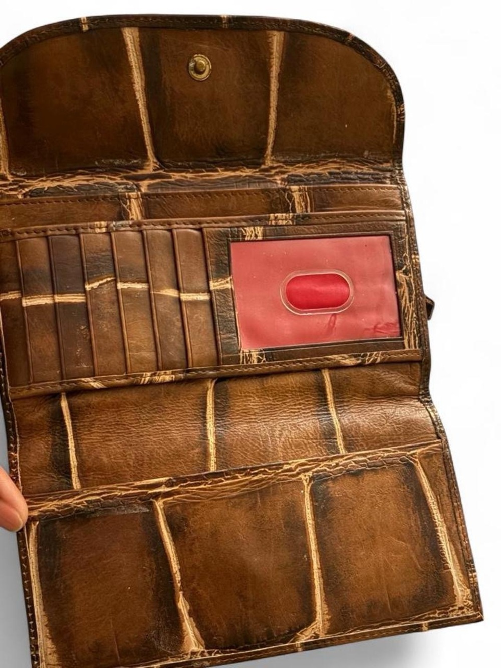 Dooney & Bourke Brown Croc-Embossed Leather Continental Wallet - Picture 6 of 7